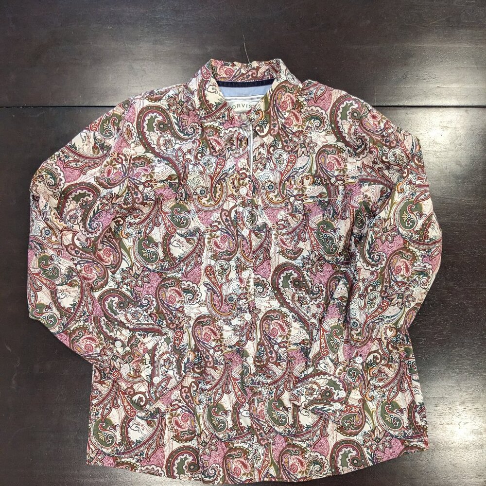 Orvis Dun 70's Pattered Button Up Size Medium - image 1